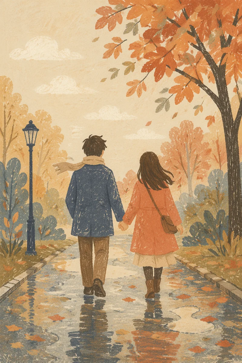 Romantic Couple Walking Hand in Hand