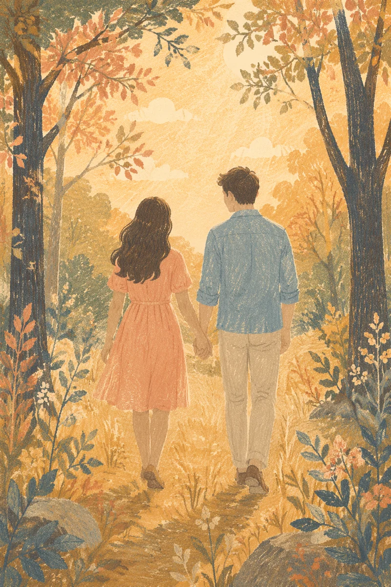 Romantic Couple Walking Hand in Hand