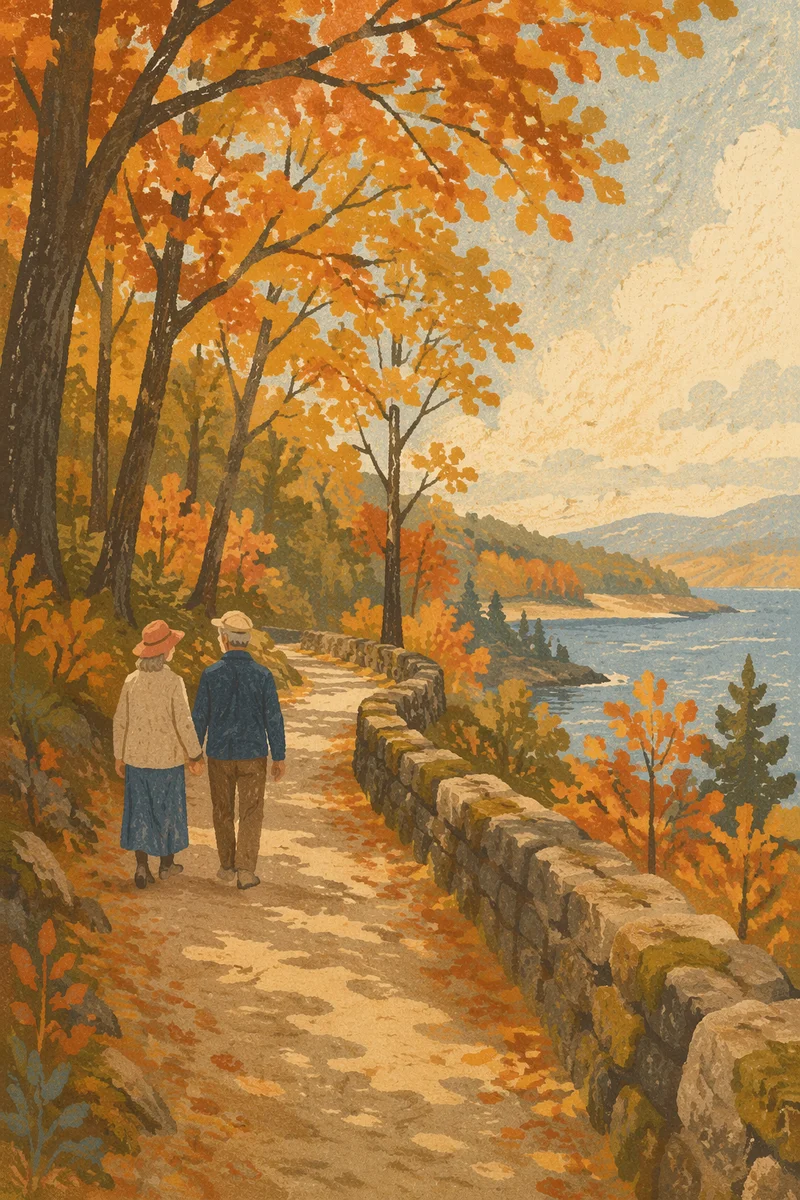 Mature Couple Walking Through Autumn Forest