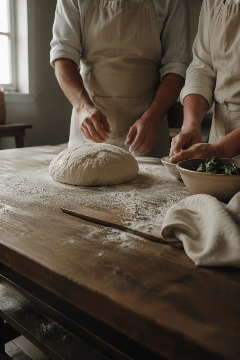 Church Kitchen Volunteers Preparing Bread Together