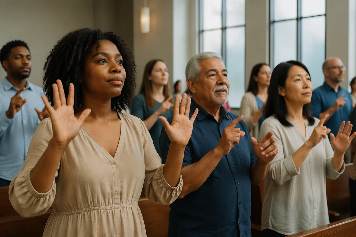 Deaf Congregation Signing in Modern Church