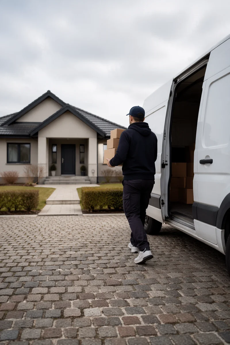 Delivery Driver Bringing Packages to Doorstep