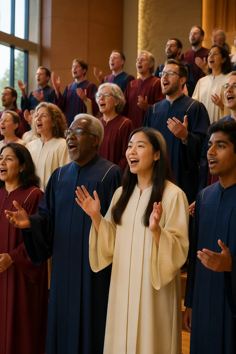 Diverse Choir Singing in Recital Hall