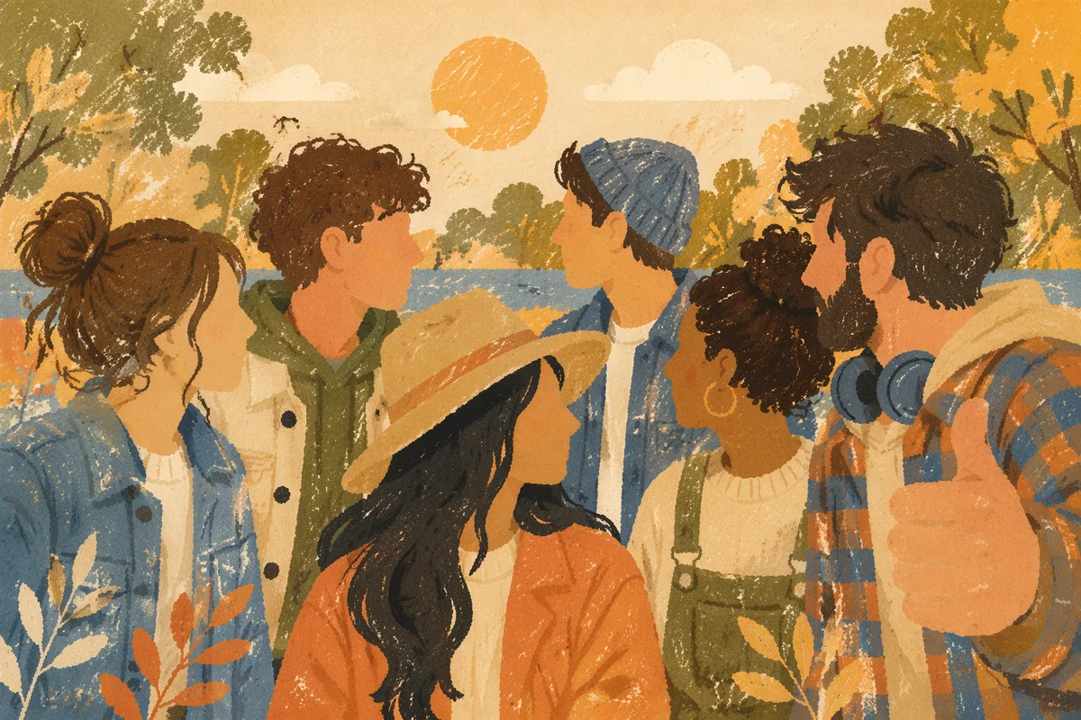 Joyful Diverse Friends in Autumn Park