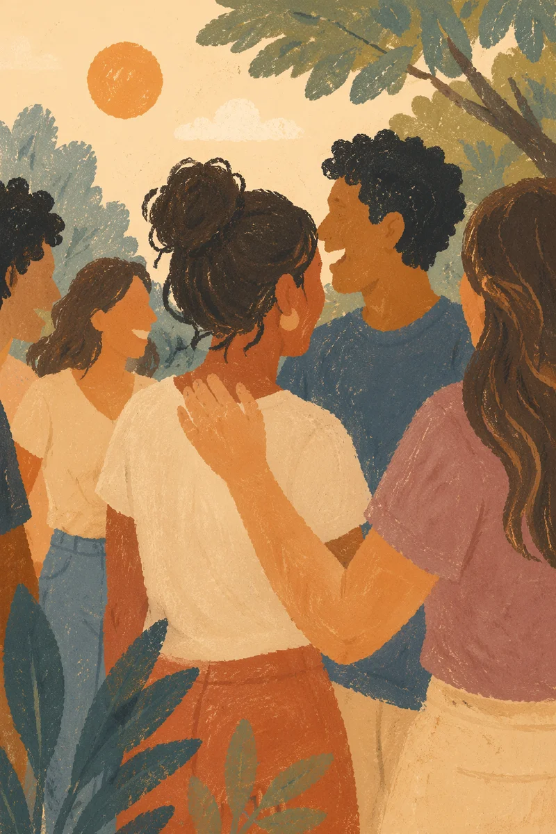 Joyful Diverse Friends in Golden Hour