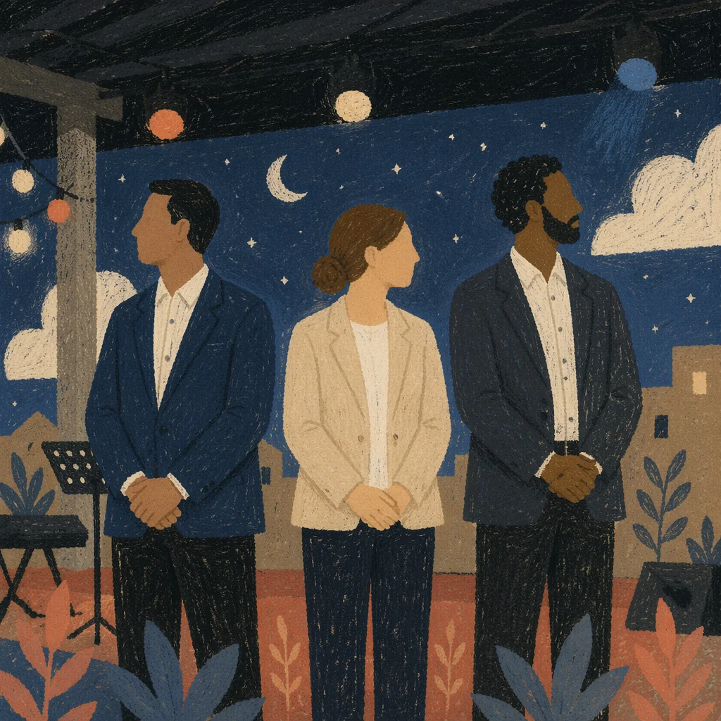 Multicultural Professionals Standing Together at Night