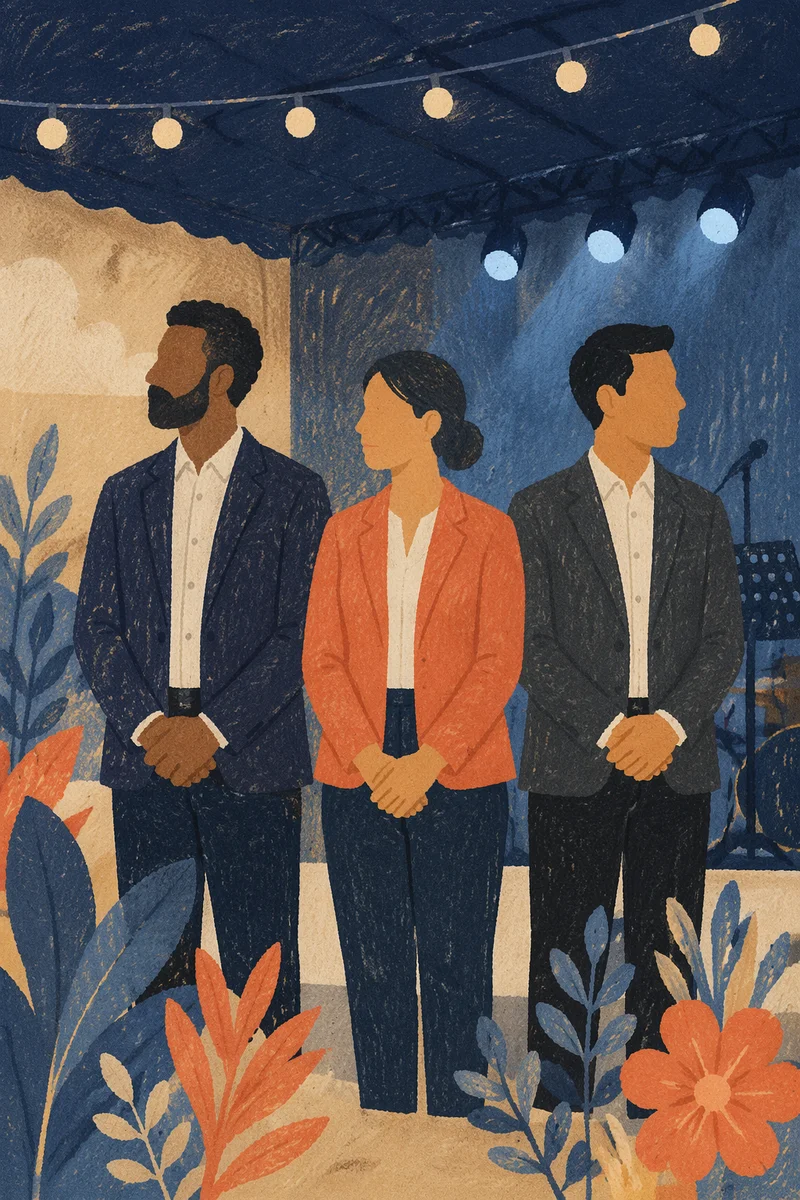 Multicultural Professionals Standing Together on Stage