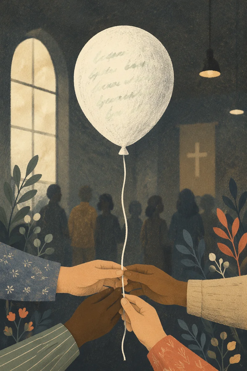Multicultural Hands Holding White Balloon