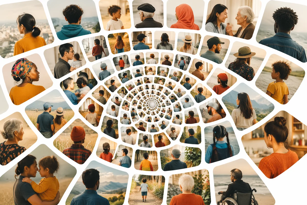 Multicultural Community Spiral Photo Collage