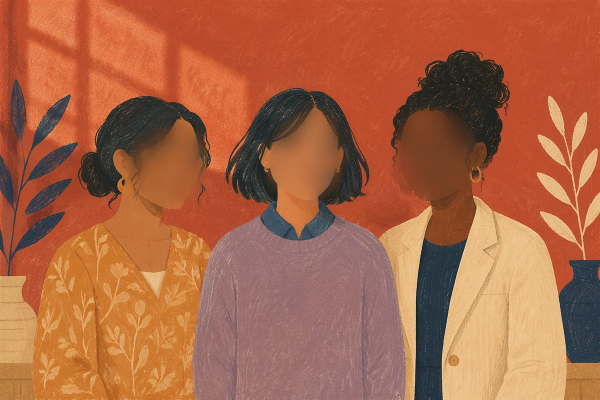 Multicultural Adults Standing Together in Warm Studio