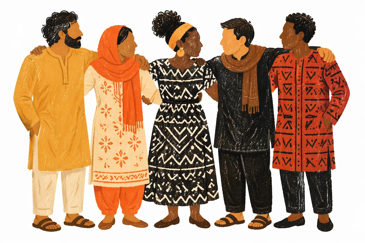 Multicultural Friends Standing Together in Warm Colors