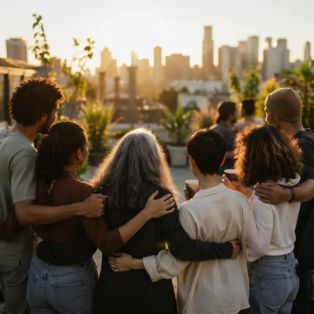 Multicultural Community Gathering at Rooftop Garden
