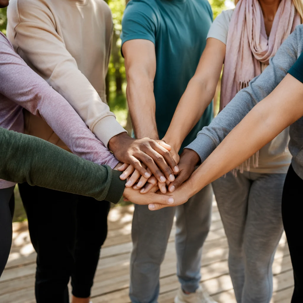 Multicultural Teamwork Hands Together Outdoors