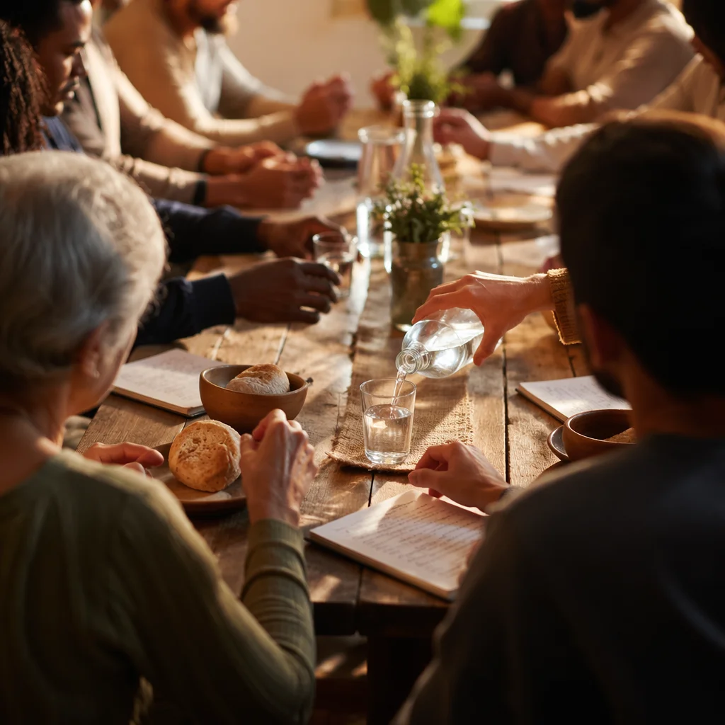 Multicultural Fellowship Around a Rustic Table