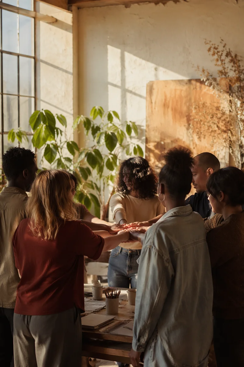 Multicultural Community Gathering in Warm Light