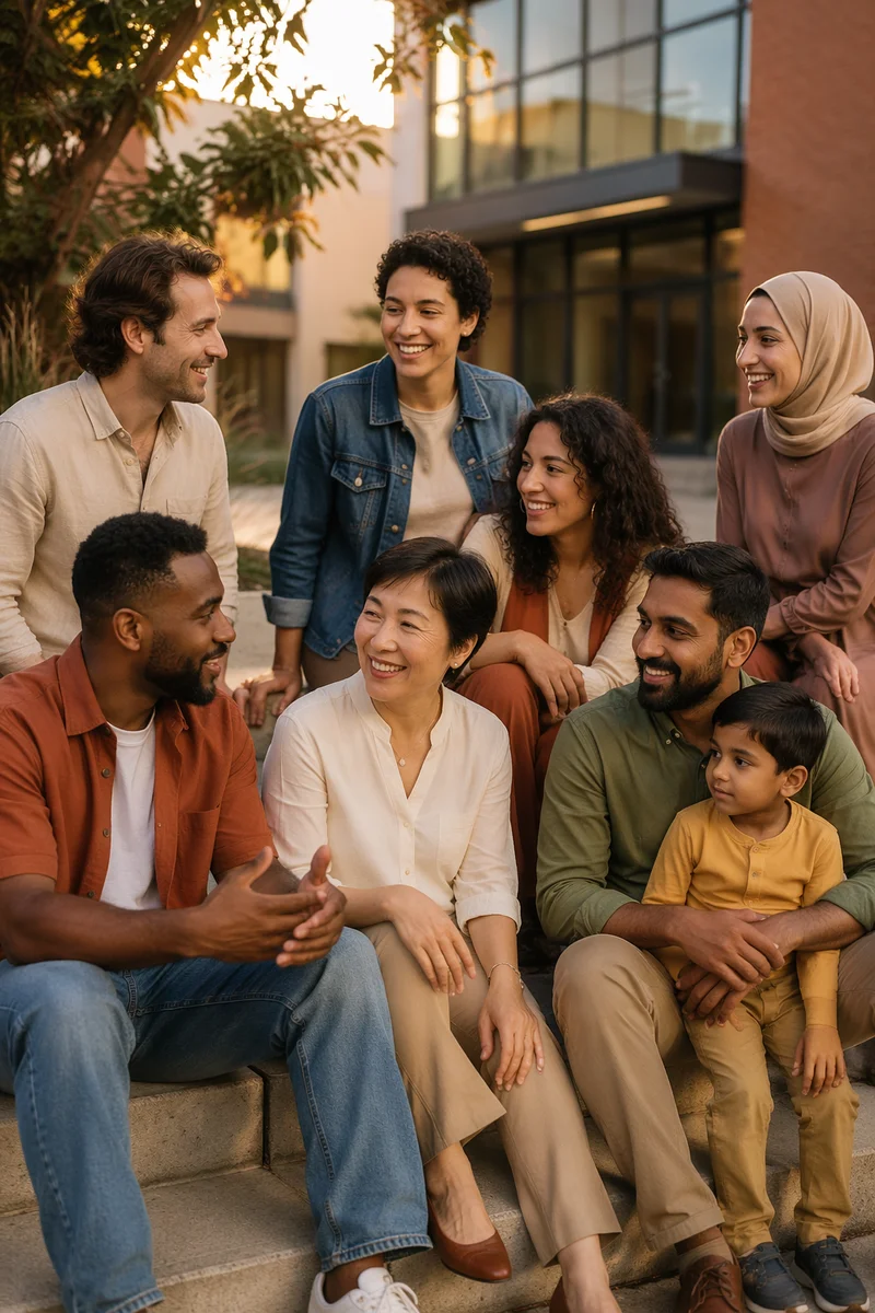 Diverse Friends Gathering at Community Center