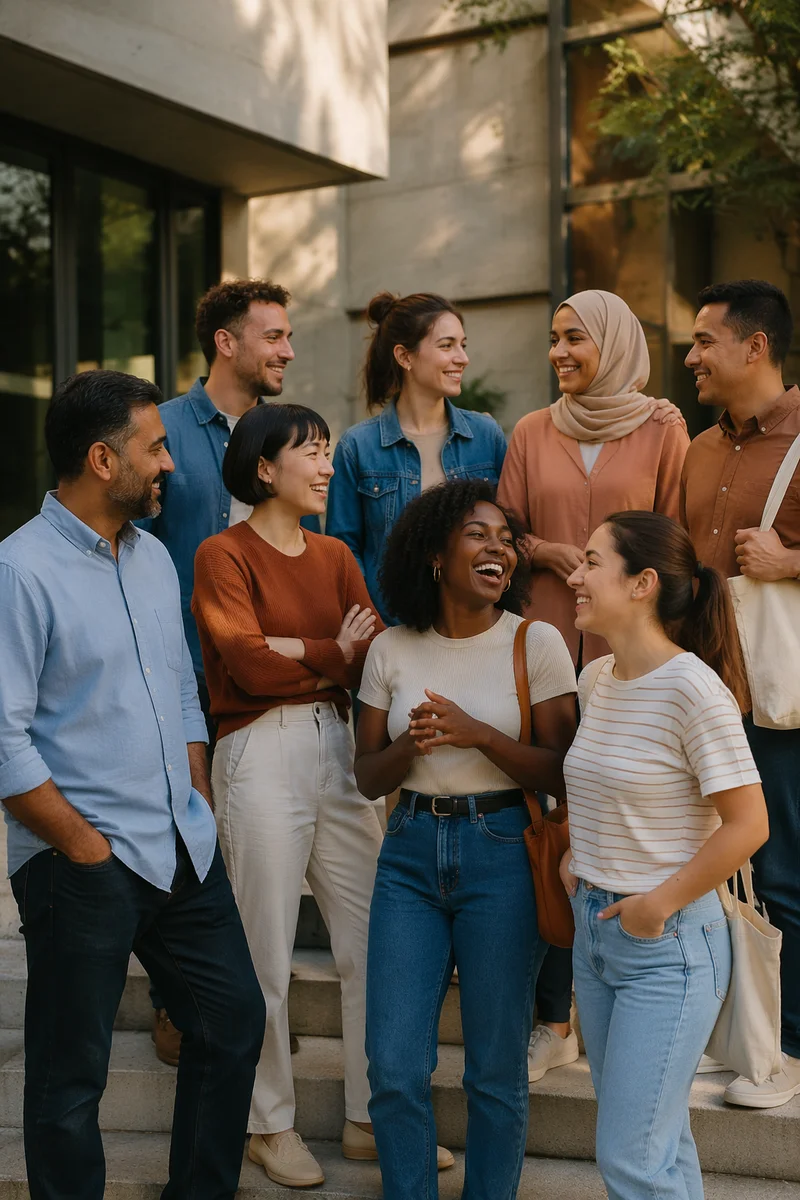 Multicultural Friends Gathering at Urban Community Center