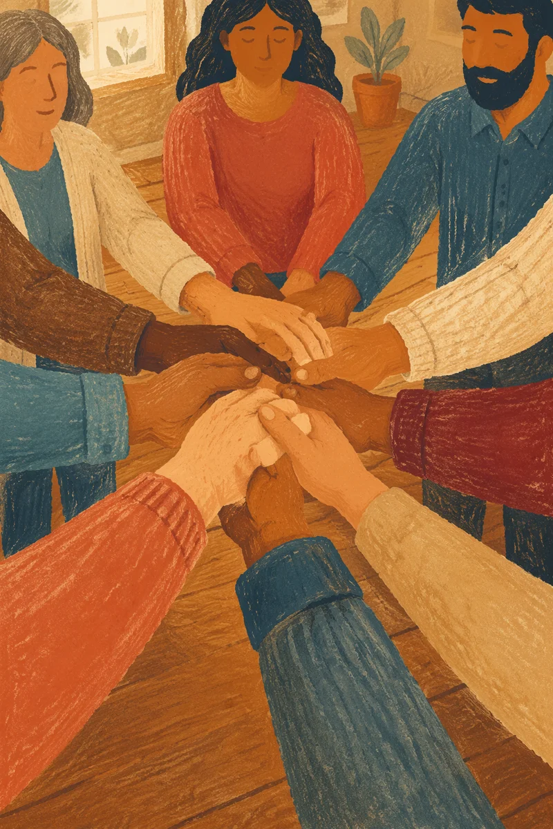 Diverse Prayer Circle Hands in Unity