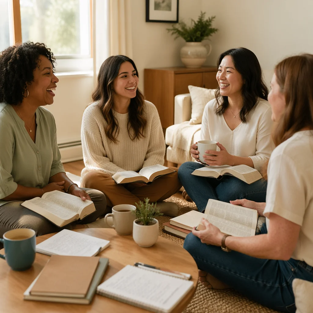 Diverse Women Laughing in Cozy Living Room