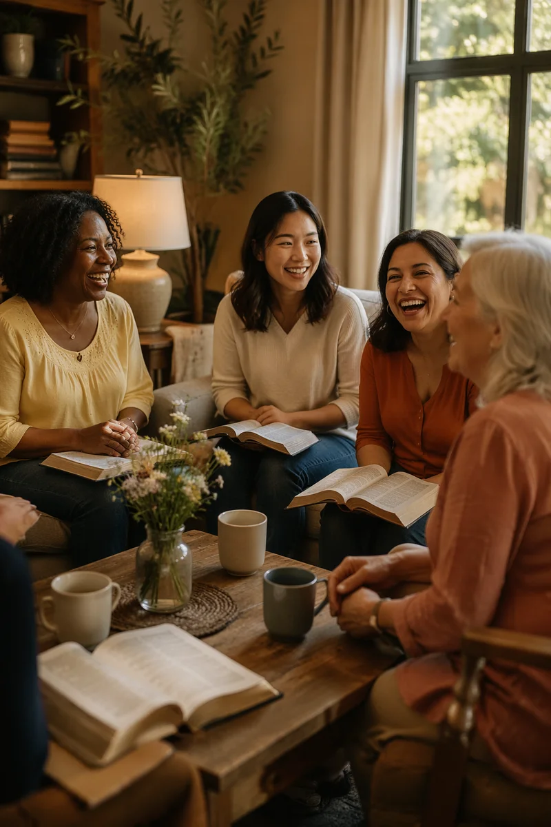 Diverse Women Laughing in Cozy Living Room