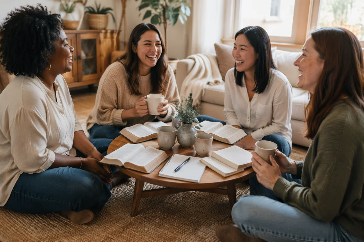Diverse Women Laughing in Cozy Living Room