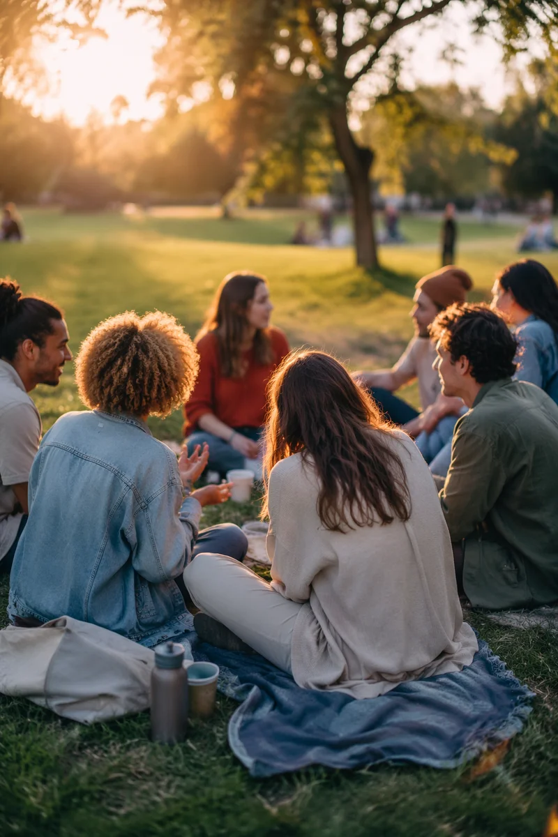 Diverse Youth Fellowship Laughing at Golden Hour
