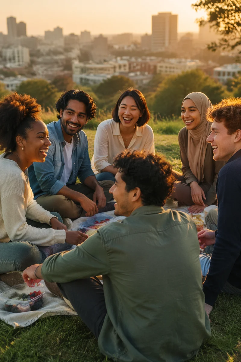 Diverse Youth Group Sharing Joyful Fellowship