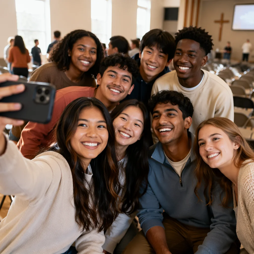 Diverse Youth Group Taking a Selfie