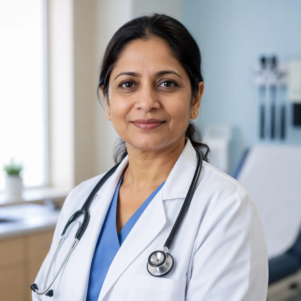 Compassionate Woman Doctor in Modern Clinic