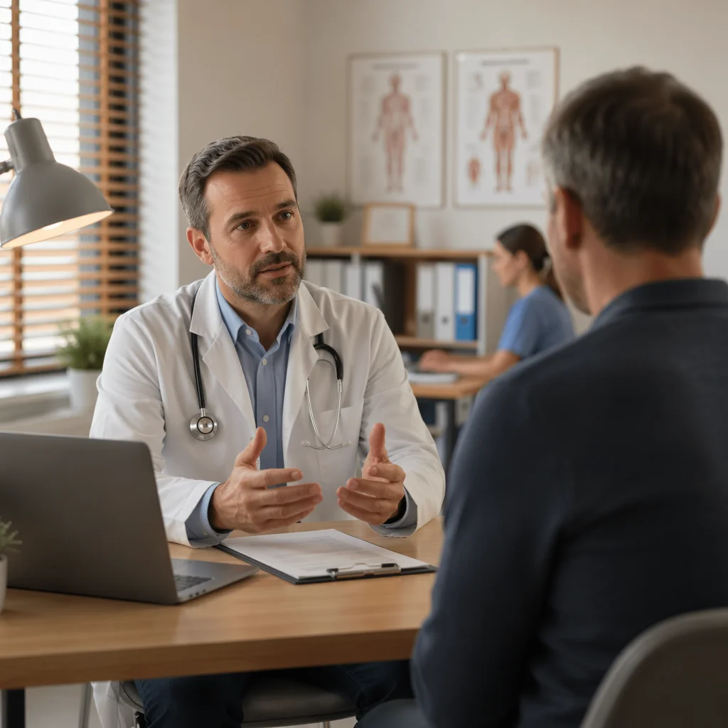 Reassuring Doctor Consultation in Modern Office