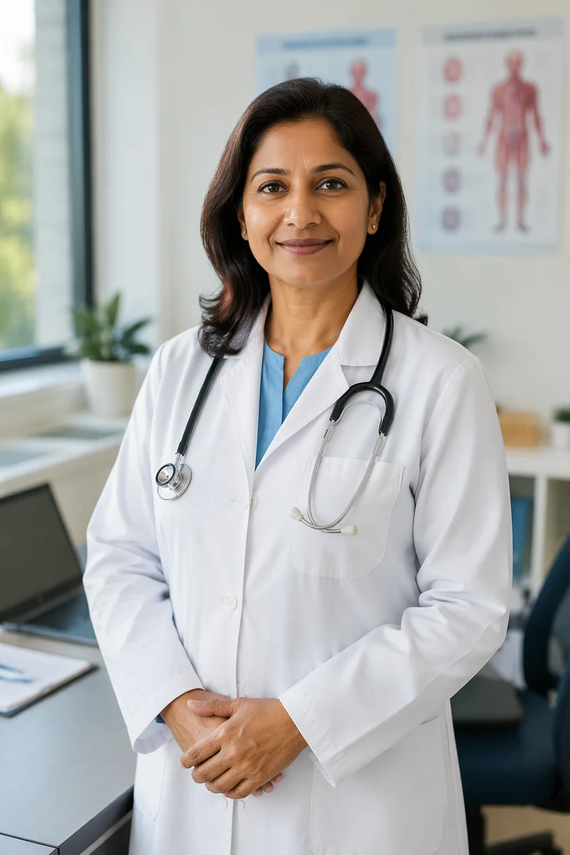 Female Doctor in Bright Medical Office