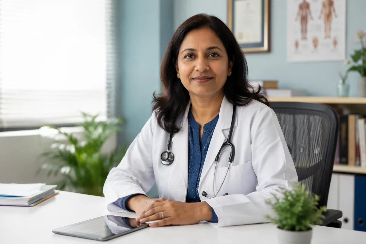 Female Doctor in Bright Medical Office