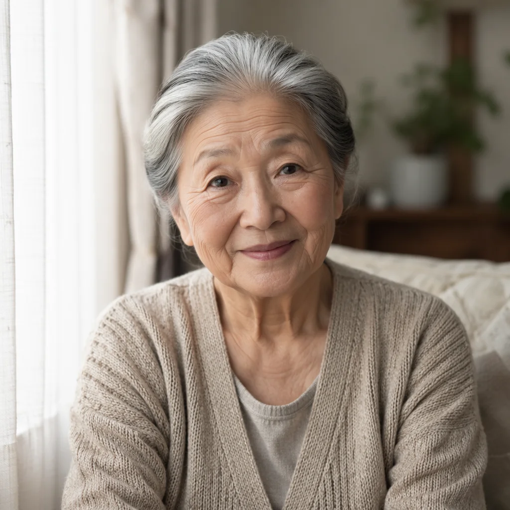 Gentle Elderly East Asian Woman Portrait