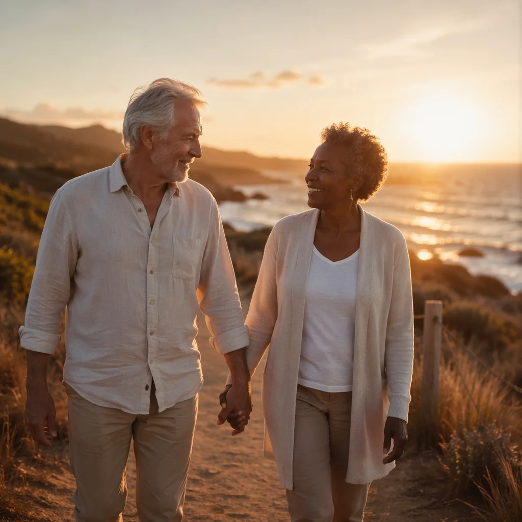 Elderly Couple Walking Hand in Hand