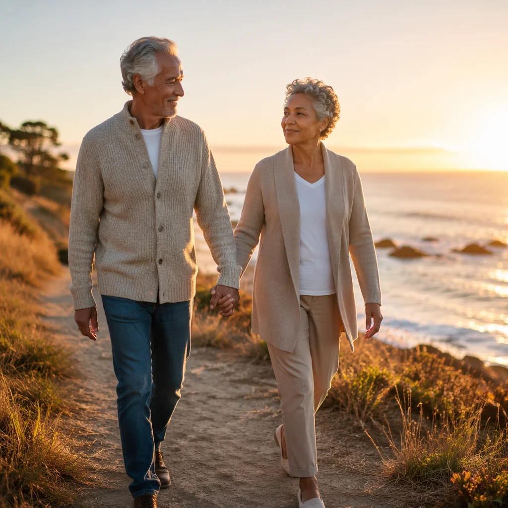 Elderly Couple Walking Hand in Hand