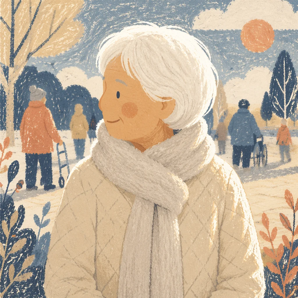 Gentle Elderly Portrait in Winter Light