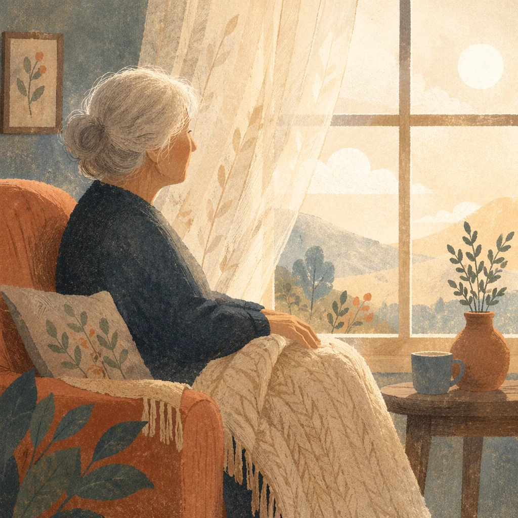 Gentle Elderly Portrait by Morning Window