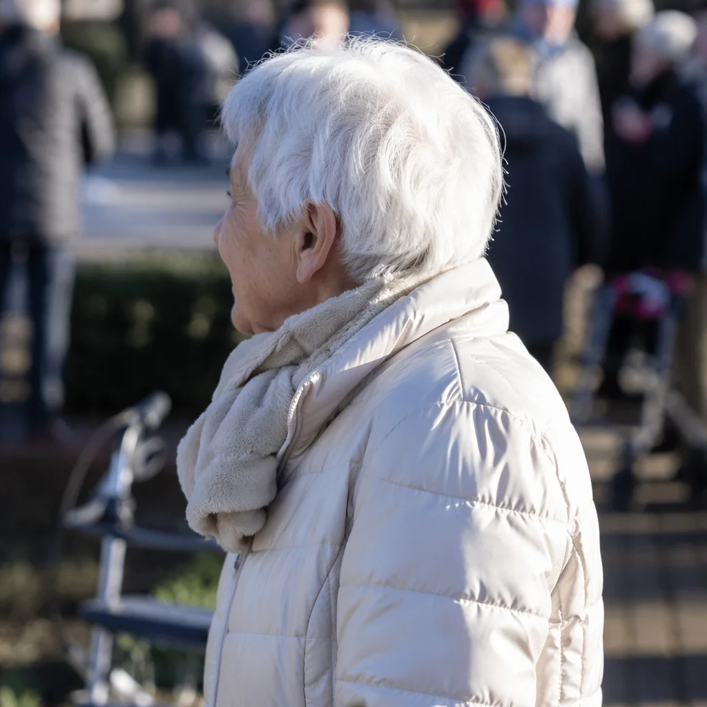 Gentle Elderly Portrait in Winter Sunlight