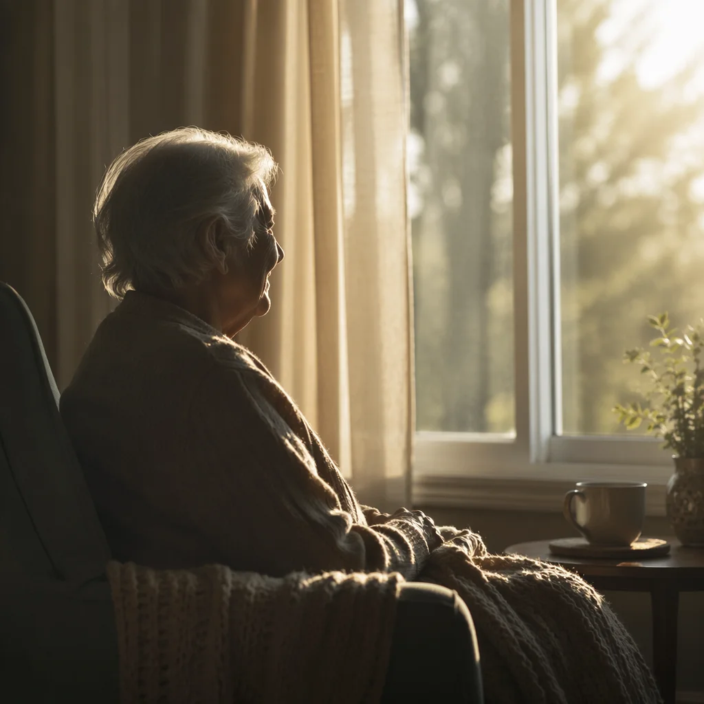 Gentle Elderly Portrait by Morning Window