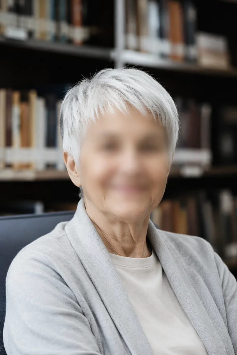 Gentle Elderly Portrait in Quiet Library