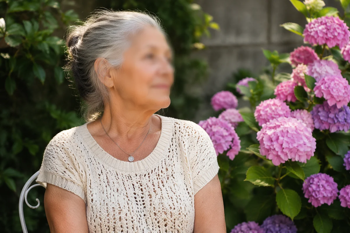 Gentle Elderly Woman in Garden Portrait