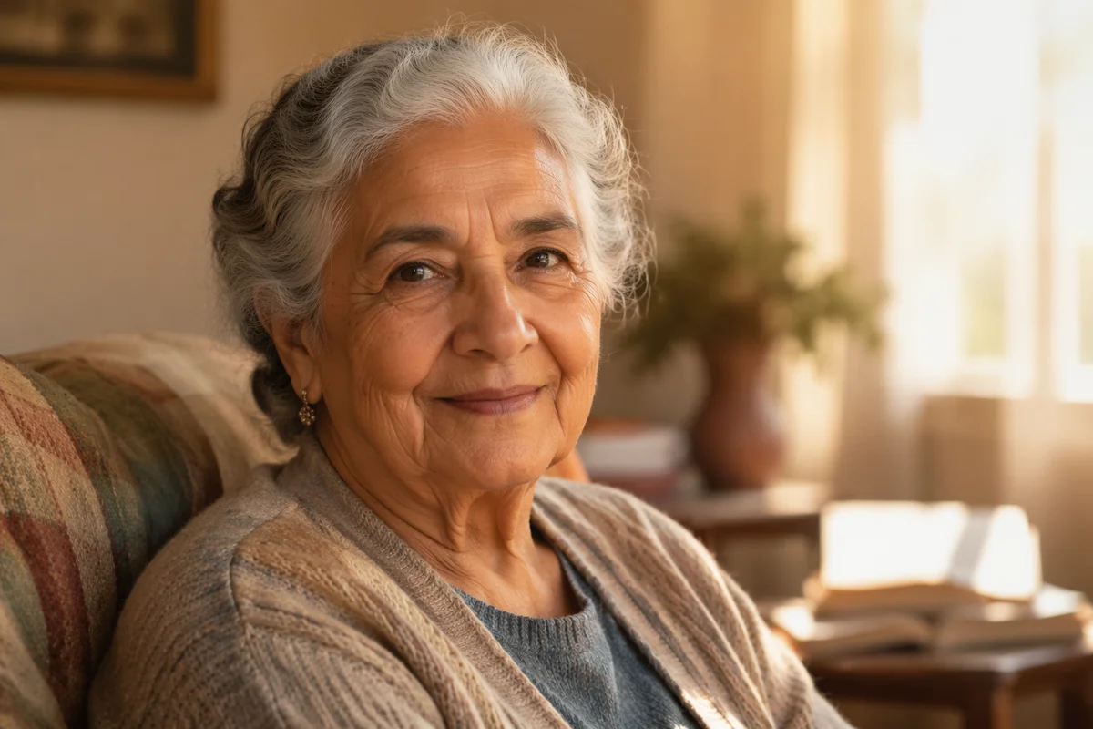 Elderly Woman Portrait by Sunlit Window