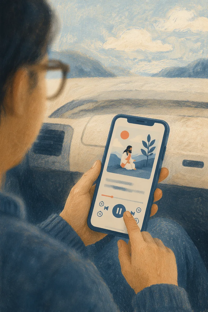 Passenger Holding Smartphone in Family Car