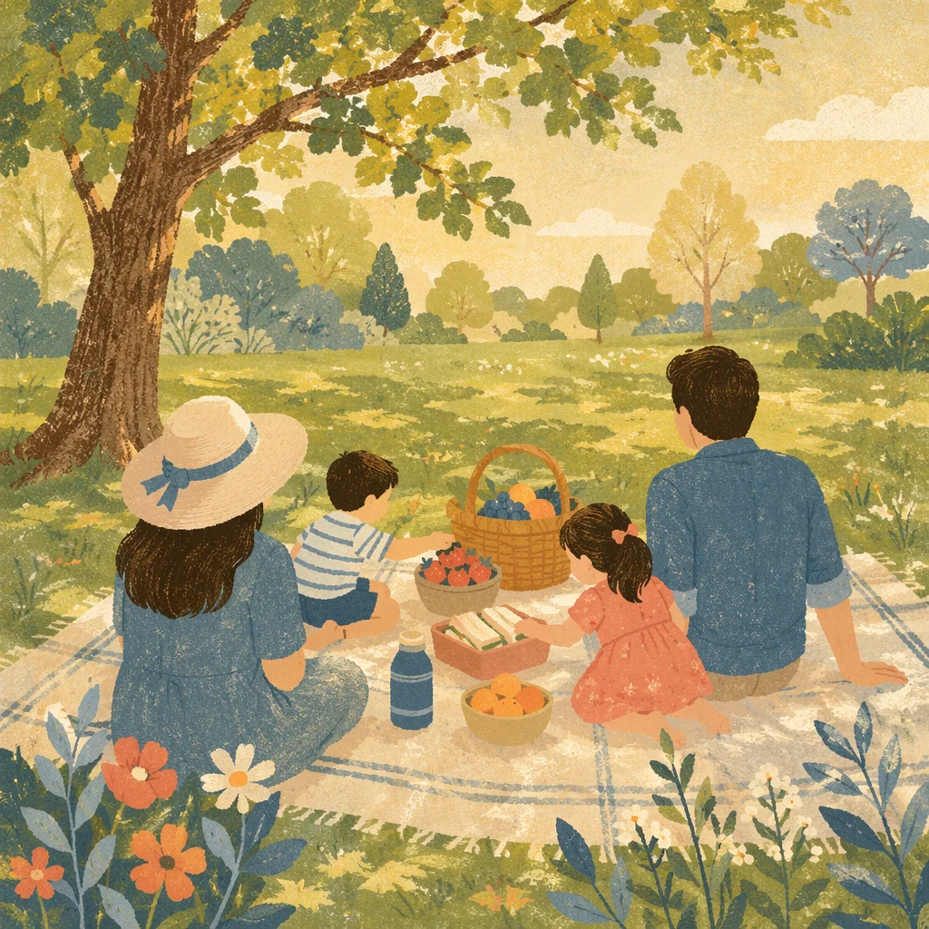 Sunny Family Picnic in Green Park