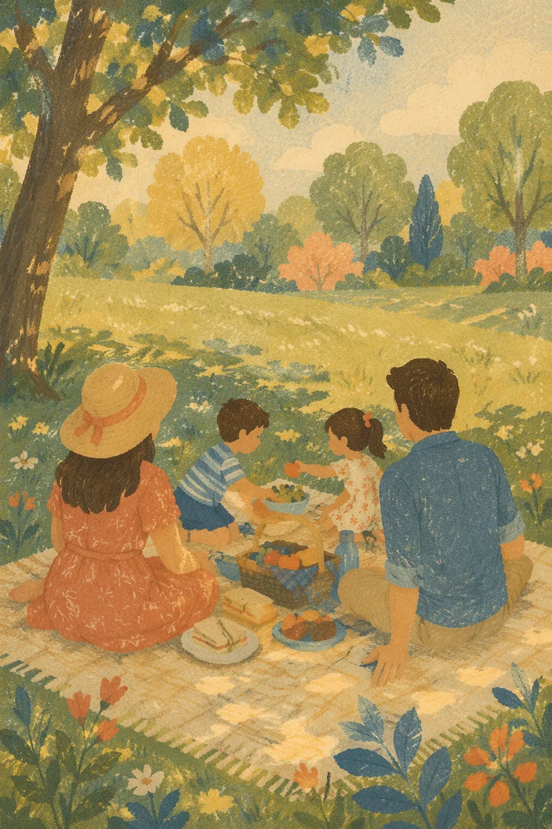 Sunny Family Picnic in Green Park