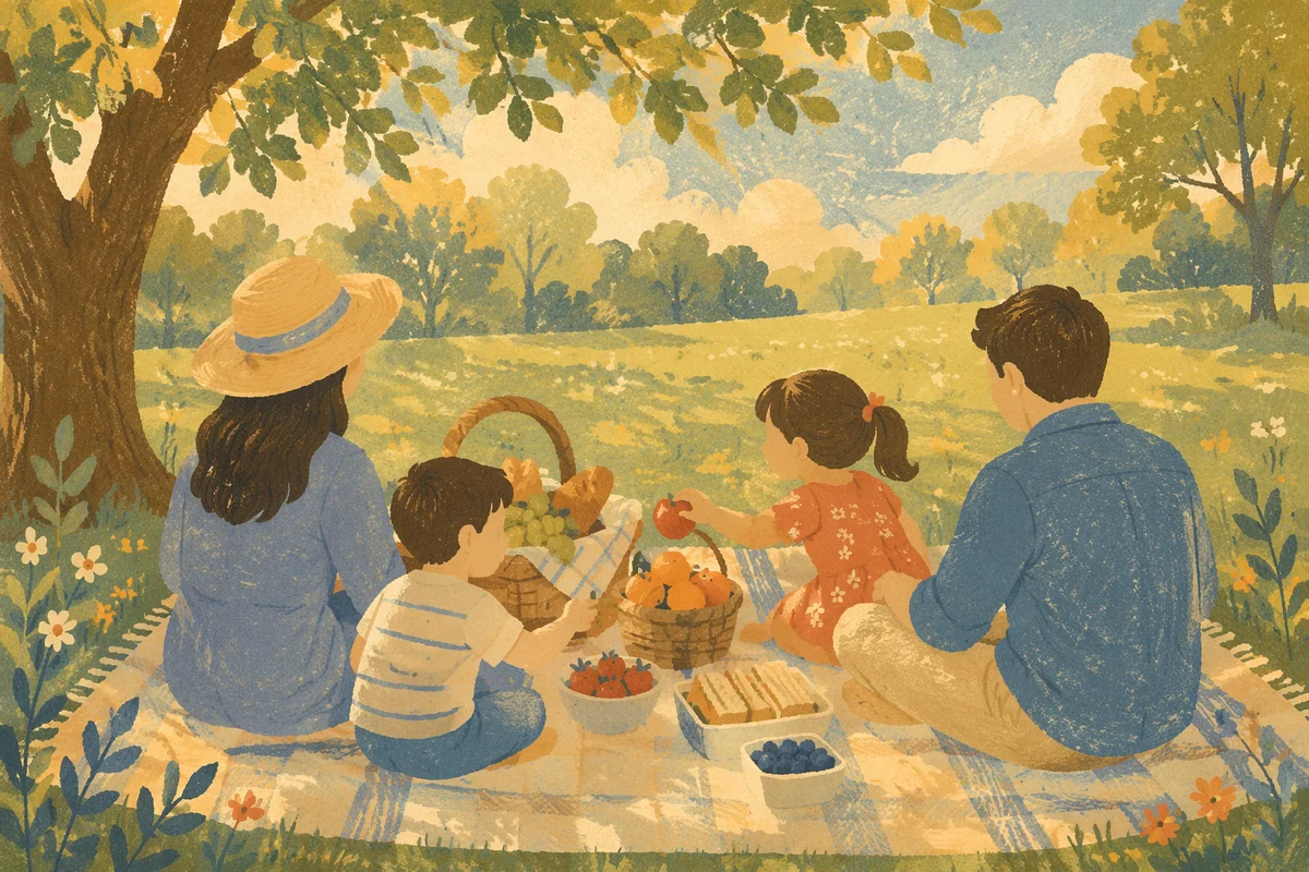 Sunny Family Picnic in Green Park