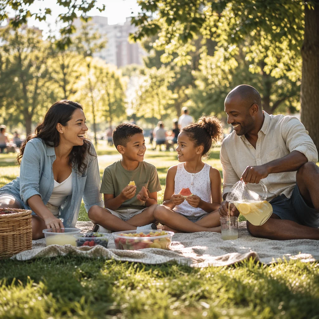 Joyful Family Picnic in Sunny Park