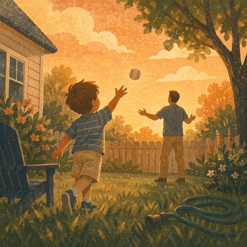 Father and Son Catch at Sunset