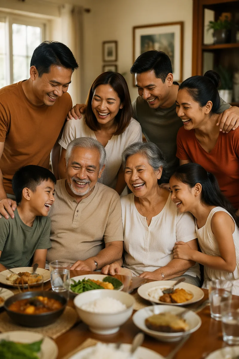 Joyful Filipino Family Gathering in Dining Room