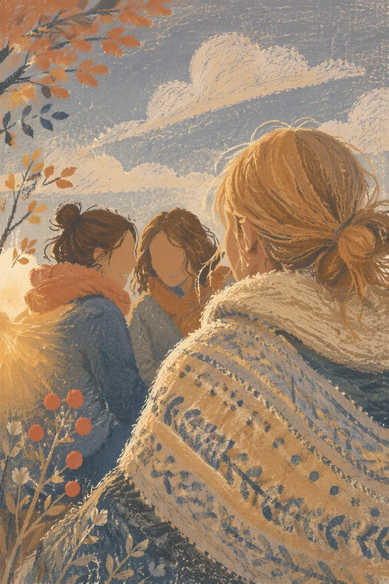 Friends Laughing Outdoors in Autumn Sunlight